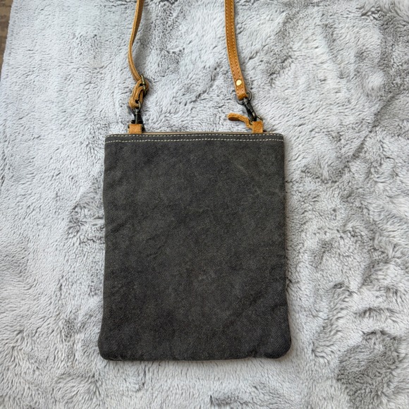 Myra Bag Sel de Mer Paris Canvas Leather Crossbody Bag Gray Small Messenger - Picture 3 of 15